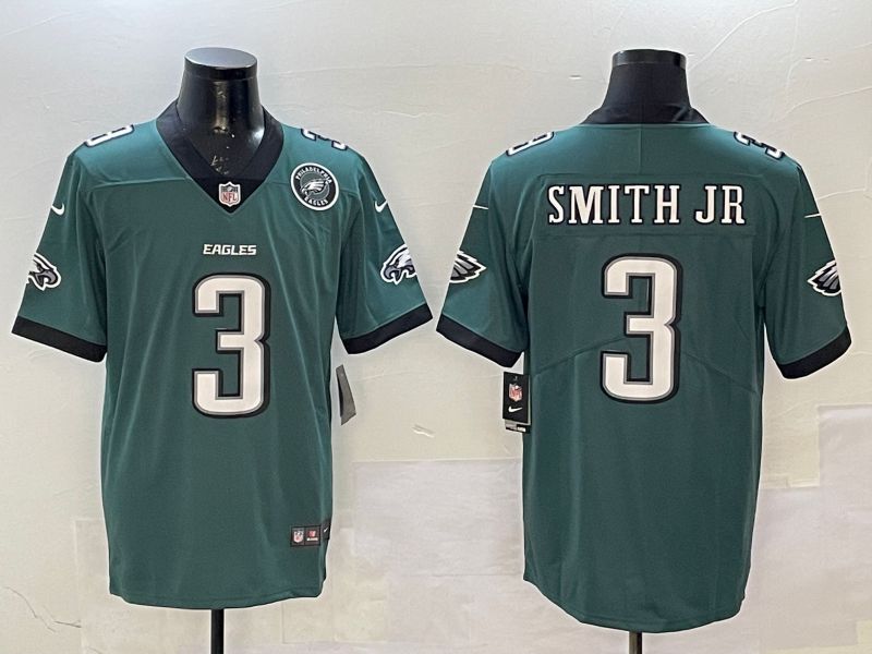 Men Philadelphia Eagles #3 Smith jr Green Second generation 2025 Nike Limited NFL Jersey style 5